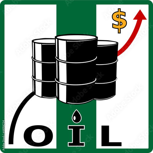 Crude oil price rise - vector illustration with barrel and diagr