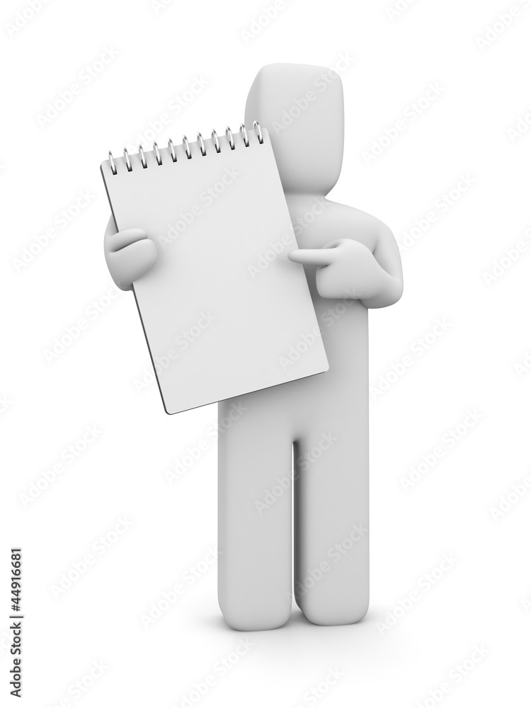 Person with blank spiral notepad Person with blank spiral notepad