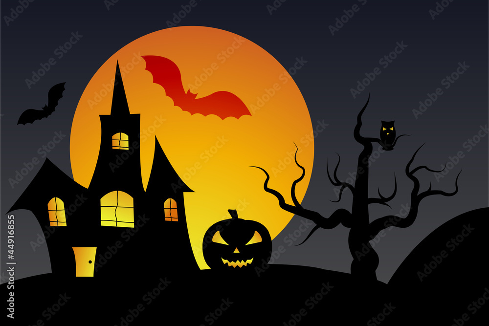 Halloween night scene