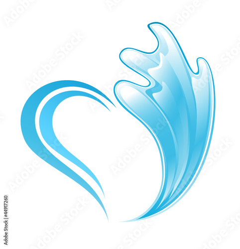 Abstract water icon with heart element
