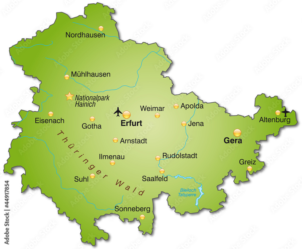 Übersichtskarte von Thüringen Adobe Stock