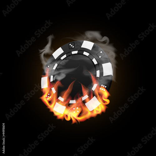 Casino Chip in Fire vector illustration