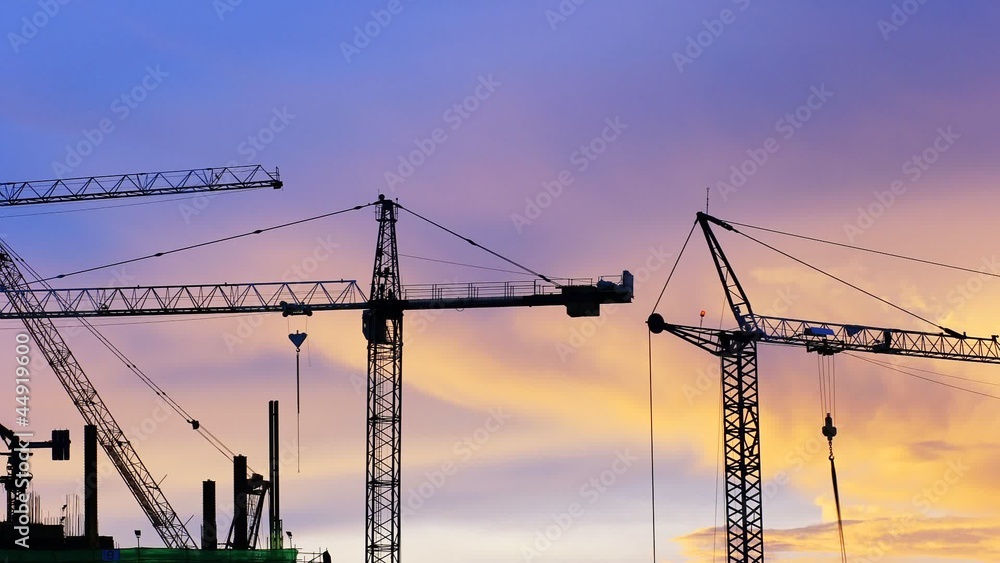 Construction work at sunset. Construction work at sunset.