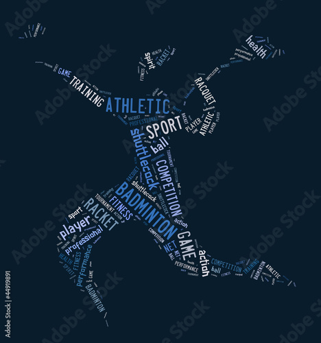badminton player pictogram on blue background