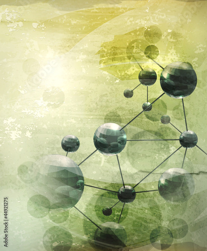 Background with molecules green, old-style