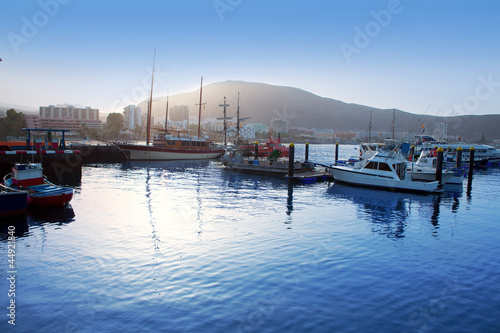 Los Cristianos harbor port sailboat sunrise in Adeje