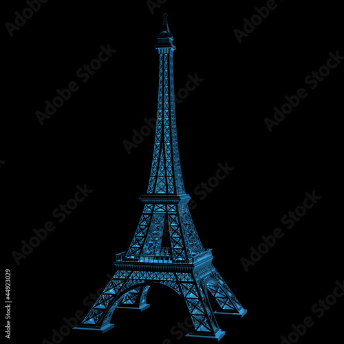 Fototapeta Naklejka Na Ścianę i Meble -  Eiffel Tower (3D xray blue transparent)