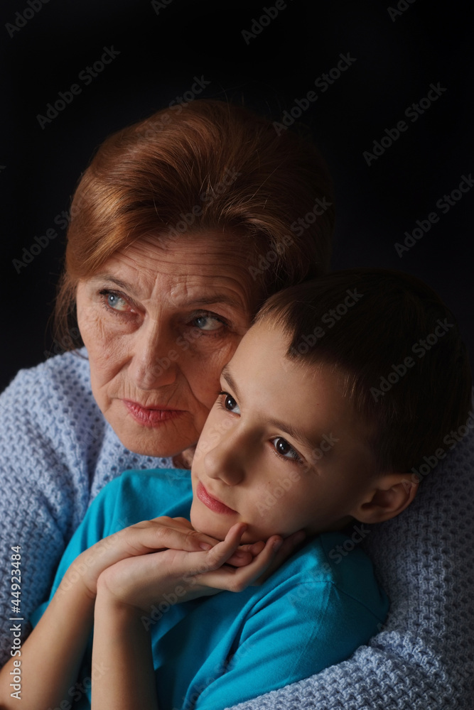Nice Caucasian grandmother with her grandson Nice Caucasian grandmother with her grandson