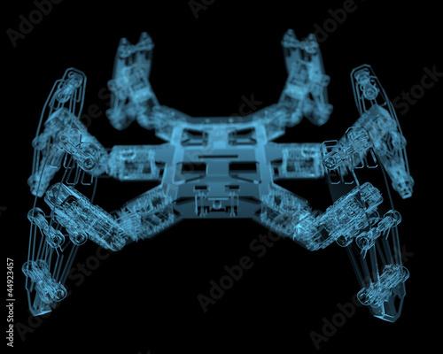DIY hexapod robot (3D xray blue transparent)