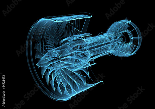 Foto Jet Motorturbine (3D Röntgen blau transparent)
