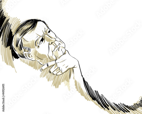 Thinking man vector illustration.