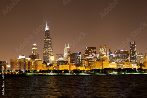 financial district  night view Chicago 