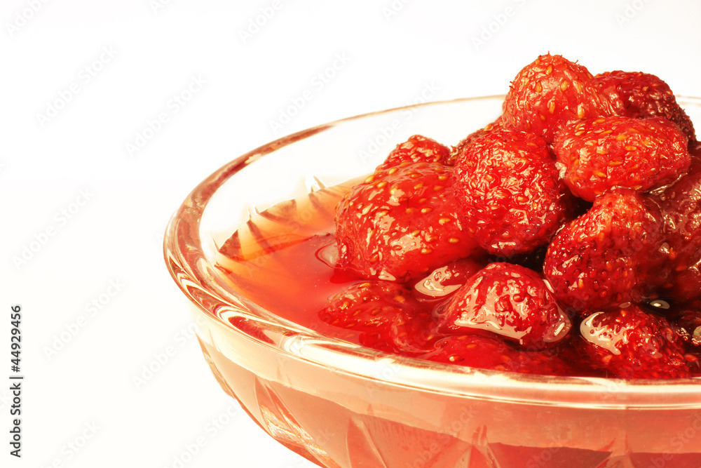 Strawberry jam in a crystal plate Strawberry jam in a crystal plate