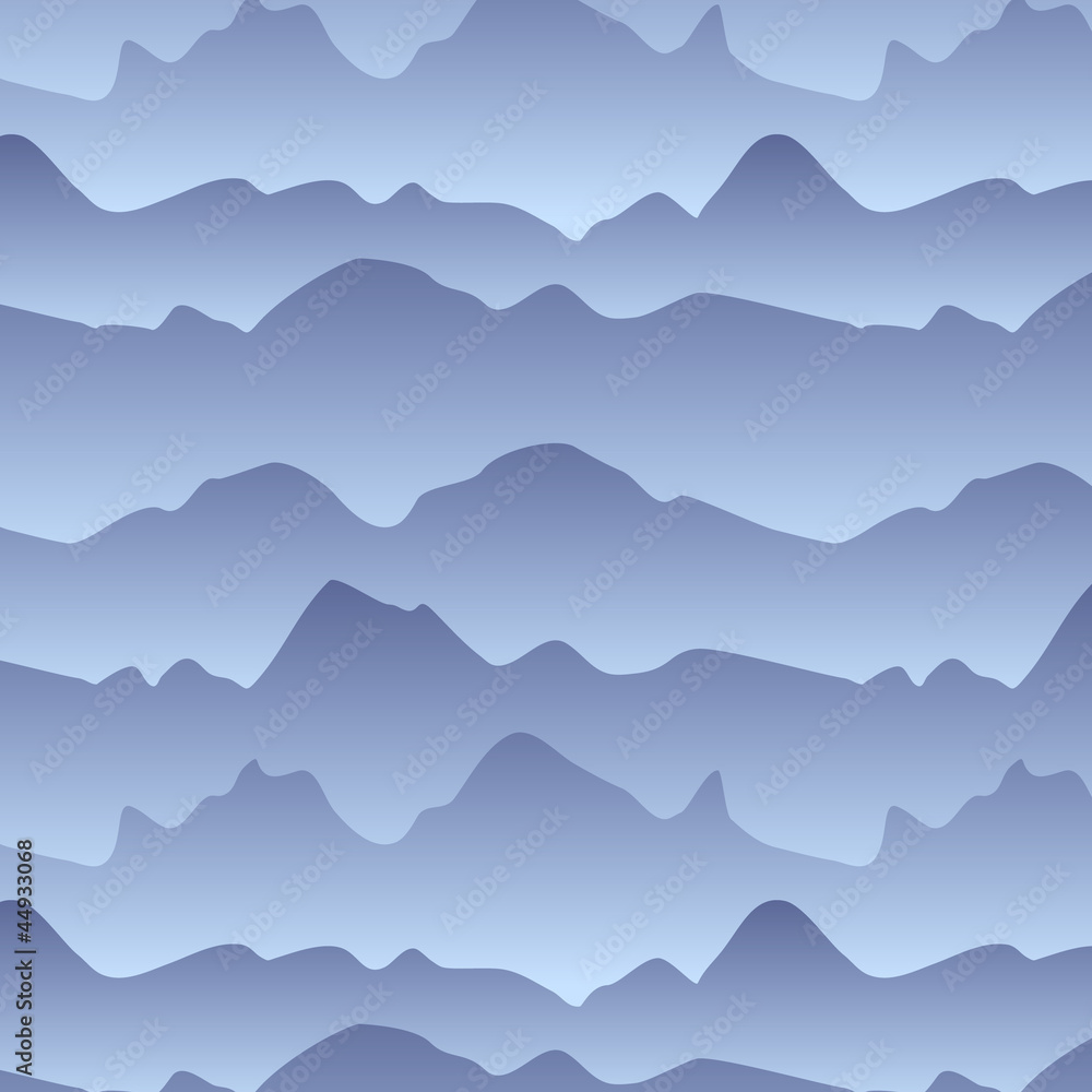Mountains in the fog seamless pattern, vector