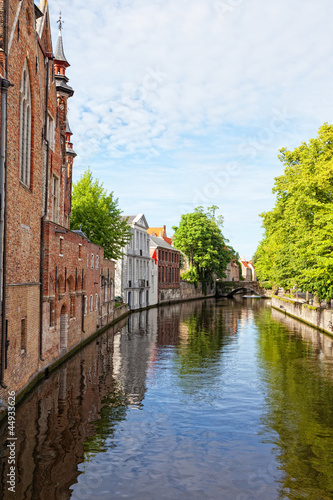 Classic view of channels of Bruges. Belgium. 