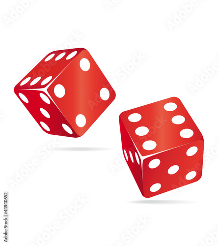 Two red rolling dices. Chance concept.