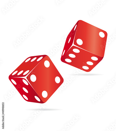 Two red rolling dices.