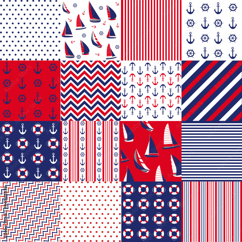 Obraz premium Seamless pattern with nautical elements