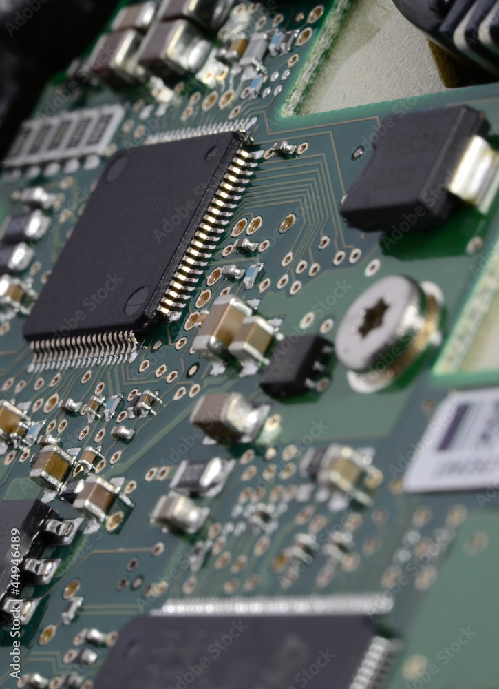 Computer chip on a main board circuit board