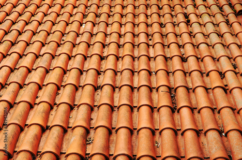 Background of clay round tiles covered roof