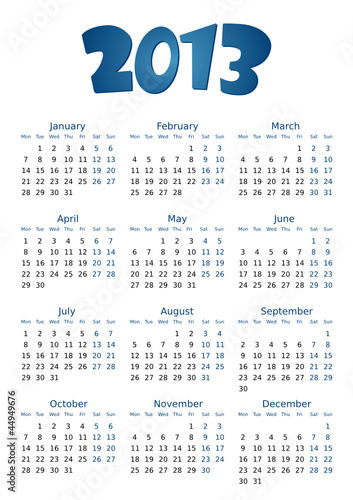 simple editable vector calendar 2013