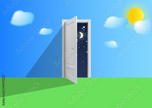 Open door in the sky-vector illustration
