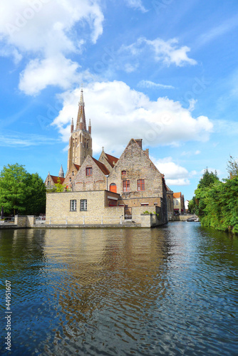 ancient castle near river in Bruges