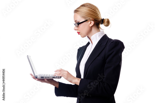 Woman businessman isolated on the white