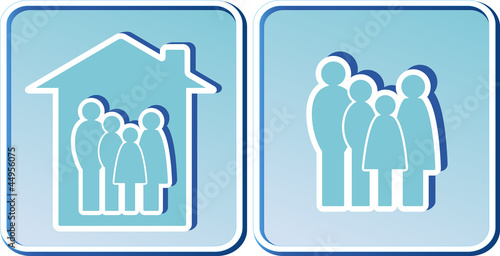 set of icons with family silhouette
