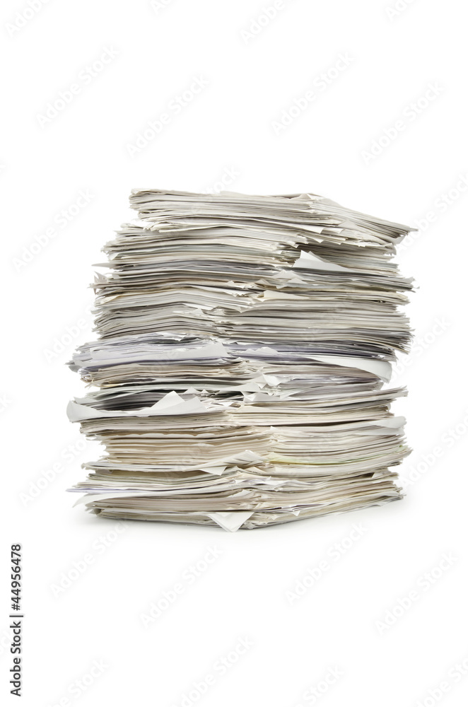 Pile of papers on white Pile of papers on white
