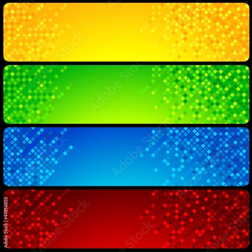 Four multicolored banners