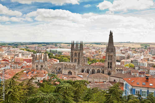 Panorama of Burgos, Spain with the Burgos Cathedral