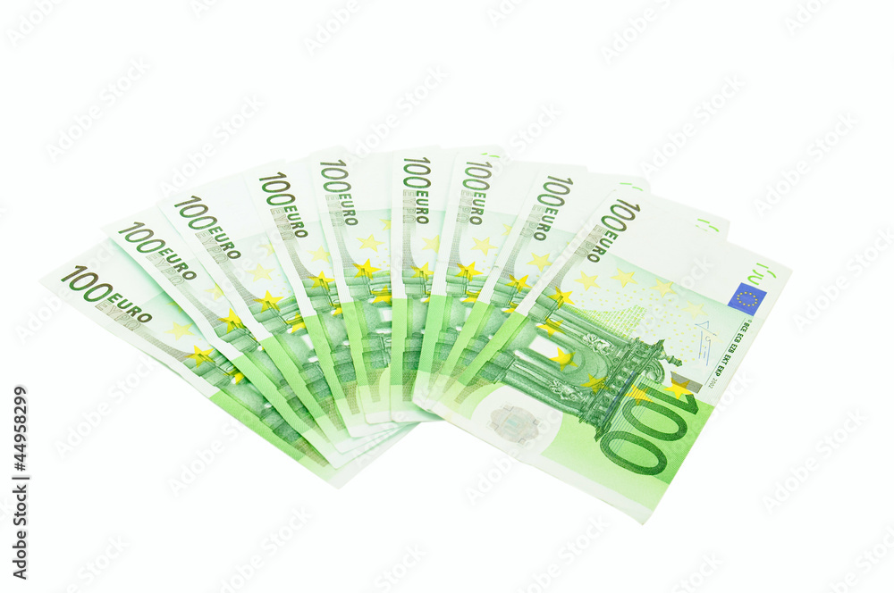 Fan from number of euro banknotes