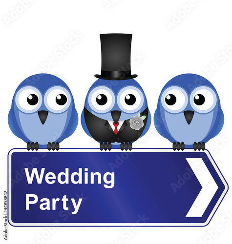 Comical wedding party sign