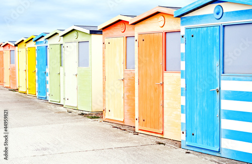 Colorful seaside beach huts
