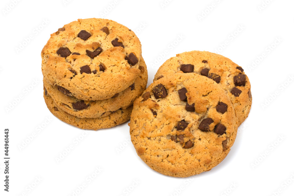 Chocolate pastry cookies isolated on white background. Chocolate pastry cookies isolated on white background.