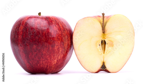 Sliced red apple isolated on the white