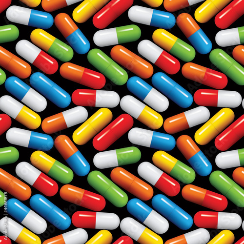 Medical pills seamless pattern.