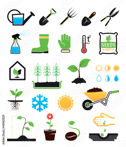 Gardening icons set