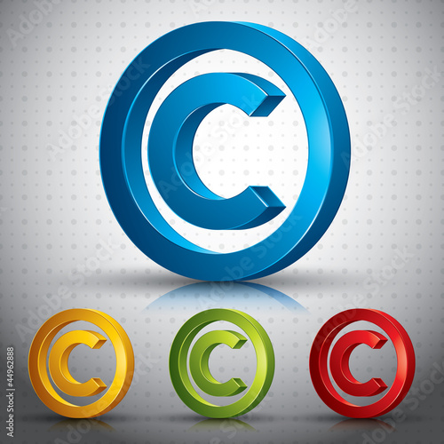 Copyright symbol 3d vector sign.