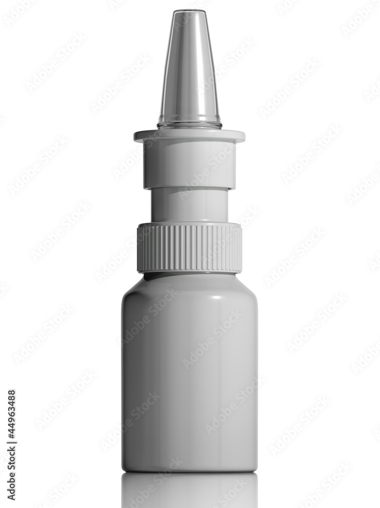 White plastic medical bottle nasal spray. Stock Photo | Adobe Stock