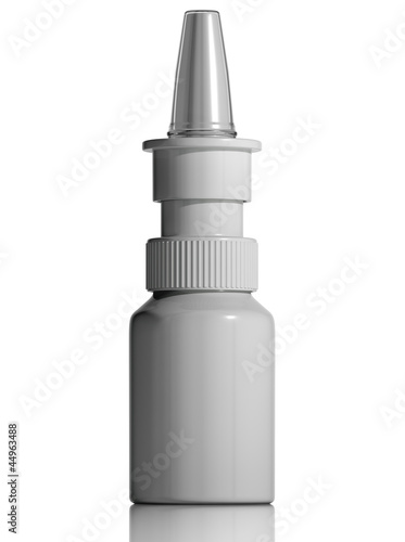 White plastic medical bottle nasal spray.