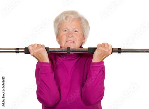 Elderly woman doing a workout