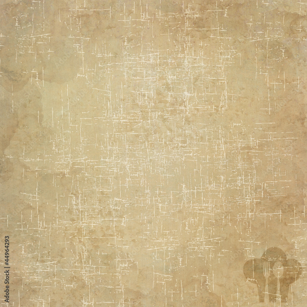 Fototapeta premium Cook and spoon icon on old paper background and pattern