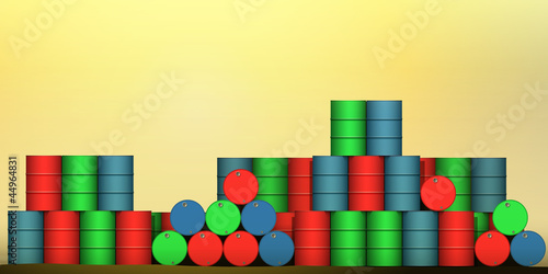 A Pile of Steel Oil Drums, Barrels
