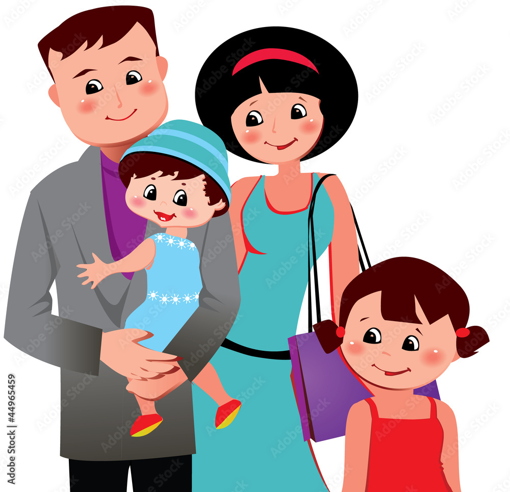 Happy family. Vector art-illustration on a white background. Happy family. Vector art-illustration on a white background.