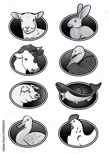 Farm animals collection icons