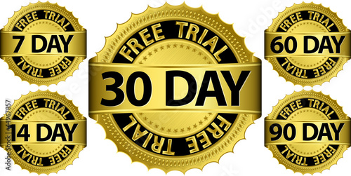 Free trial golden sign set, vector illustration