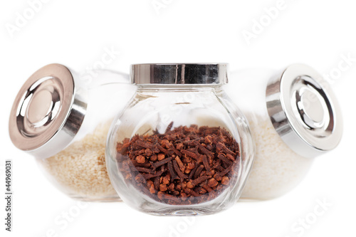 Jars with spices photo