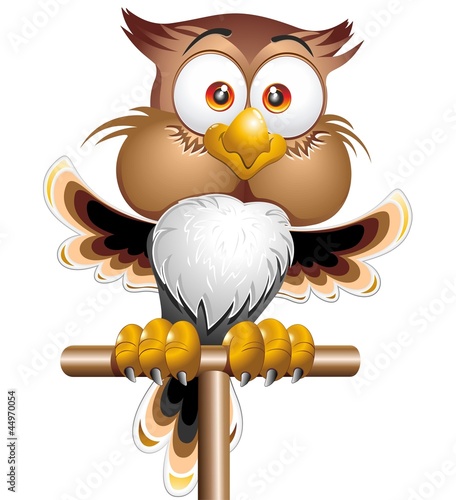 Happy Owl Cartoon Character-Gufo Felice-Vector
